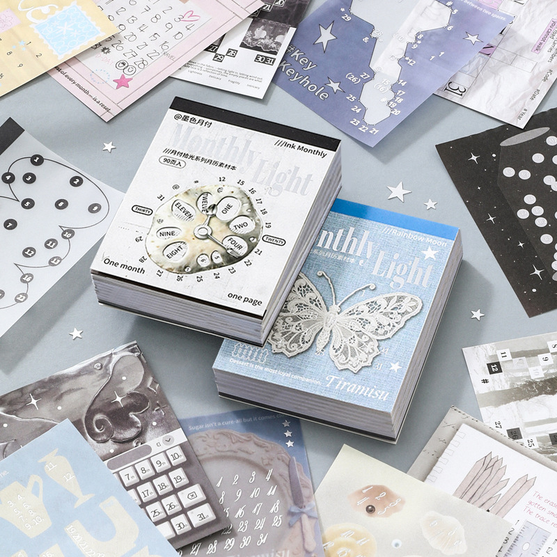 Vintage Collectible Books - 90枚入り、月間スケジュール用、書き込み可能な紙製のノート。ヴィンテージ風のデザインで、スクラップブッキングや日記の記録に最適。