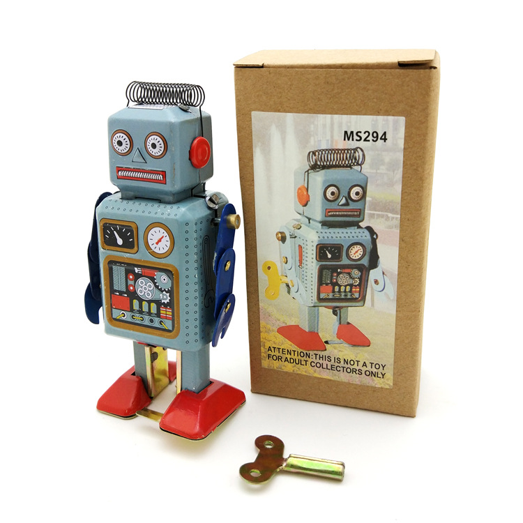 Vintage Collectibles Store - ヴィンテージMS294錫製ゼンマイ式ロボット、レトロな金属工芸品、バー、衣料品店、家庭用ディスプレイに最適なコレクションアイテム。