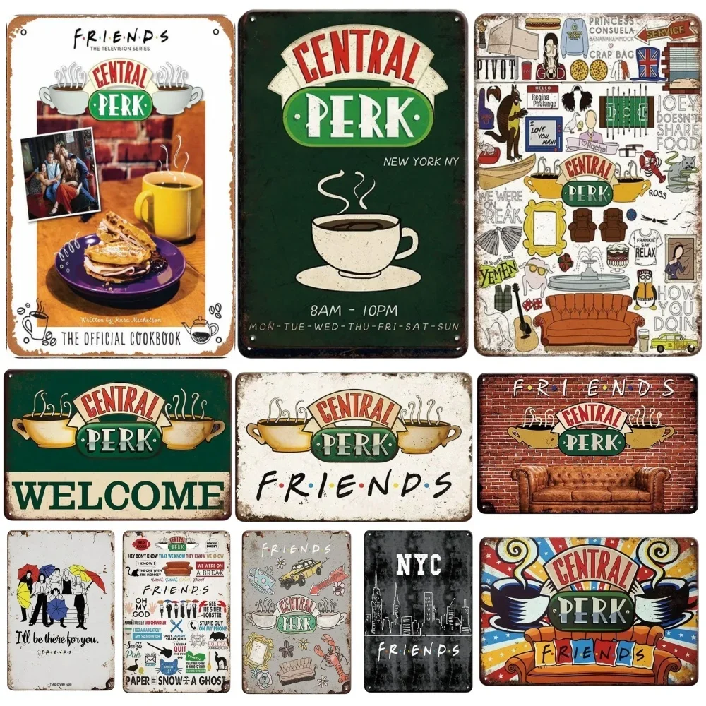 Vintage Collectible Plates - 「セントラル・パークへようこそ」フレンドメタルポスター、ヴィンテージ風のコーヒー缶看板、カフェやバー、店舗の壁飾り、錆びたクラシックな鉄製サイン。