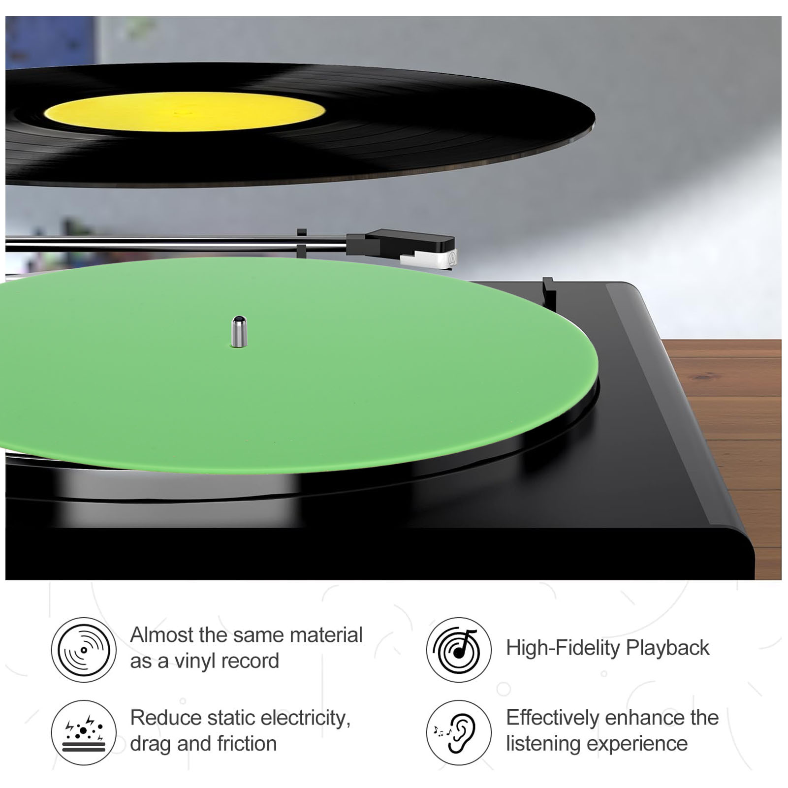 プレコードプラッタースリップマット、アクリルターンテーブル、 - Vinyl Record Cleaner のレビューと価格