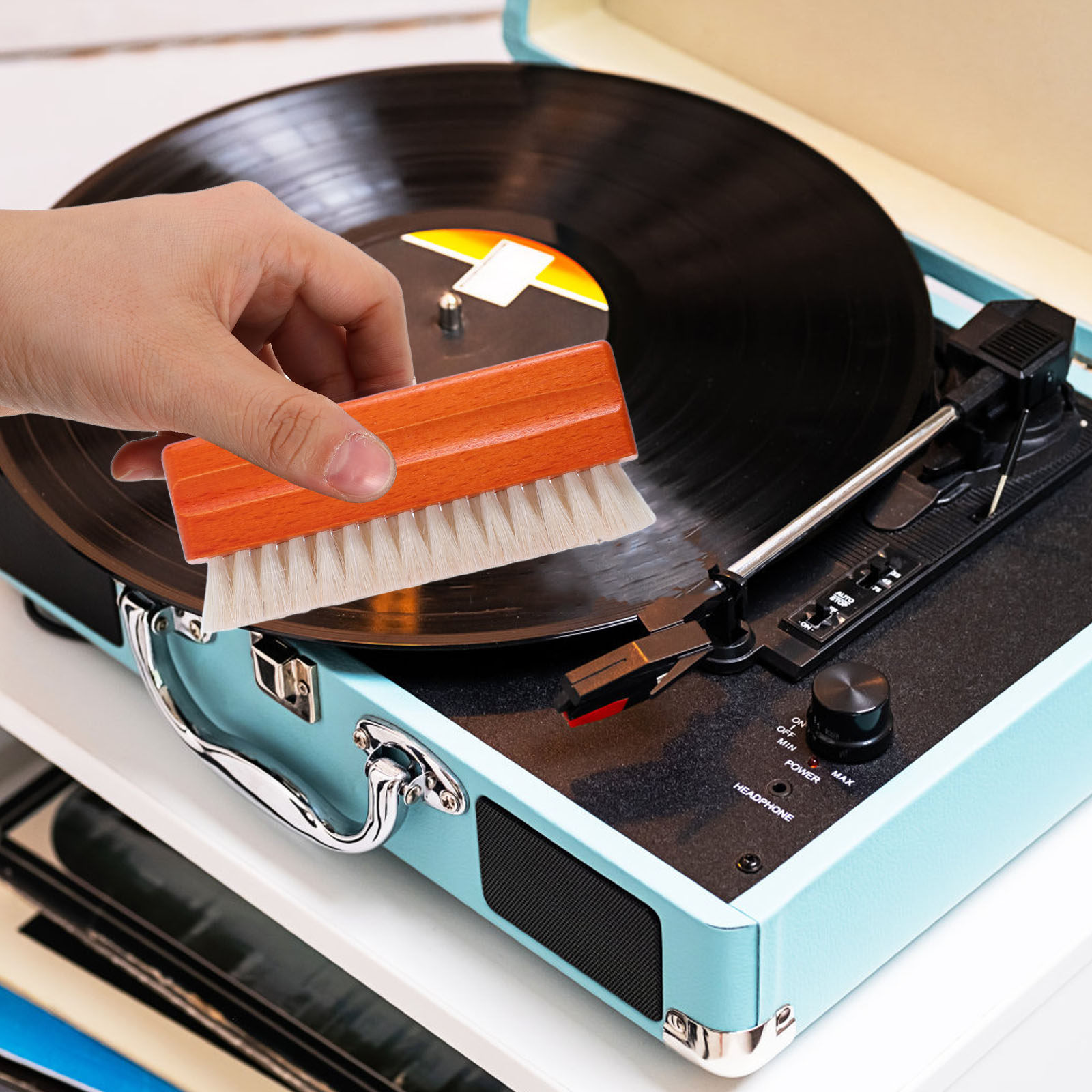 2本セットのレコードクリーニングブラシキット。ブナ材のハンド - Vinyl Record Cleaner のレビューと価格